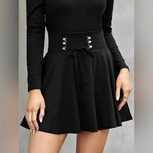 Kojooin Black Gothic Cosplay Punk Skort Skirt  Size 2XL - Picture 3 of 15